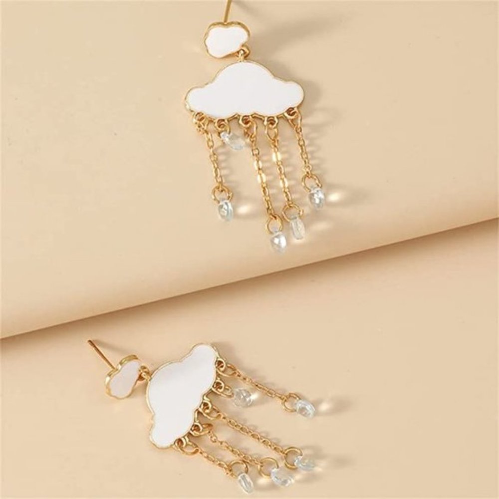 Cloud Drop Gold Earrings - Picture 6 of 7